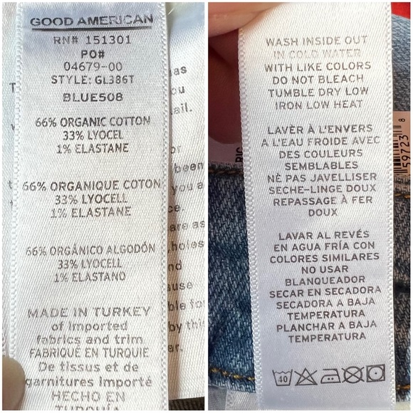 Good American Women med blue light jean high waist ,cool classic, distress Sz 8 - Picture 12 of 16